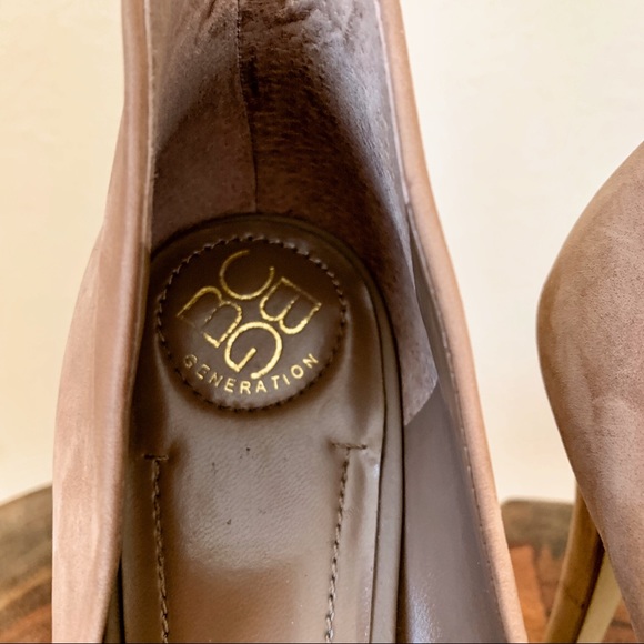 BCBG STILETTO HEELS TAN SUEDE SZ 8.5 NEUTRAL - Picture 4 of 5